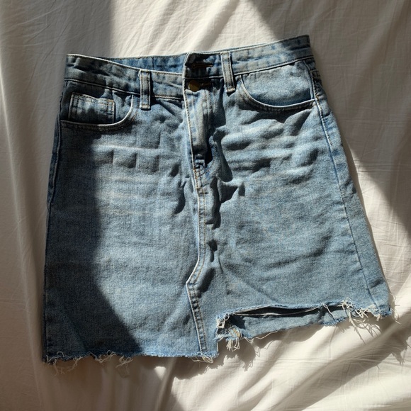 Asymmetrical Denim Miniskirt (from Korea) - Picture 2 of 5